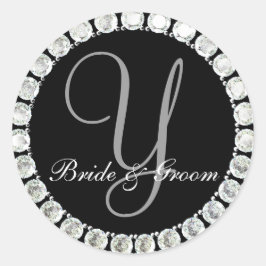 Diamond Monogram Y anpassbares Siegel Runder Aufkleber