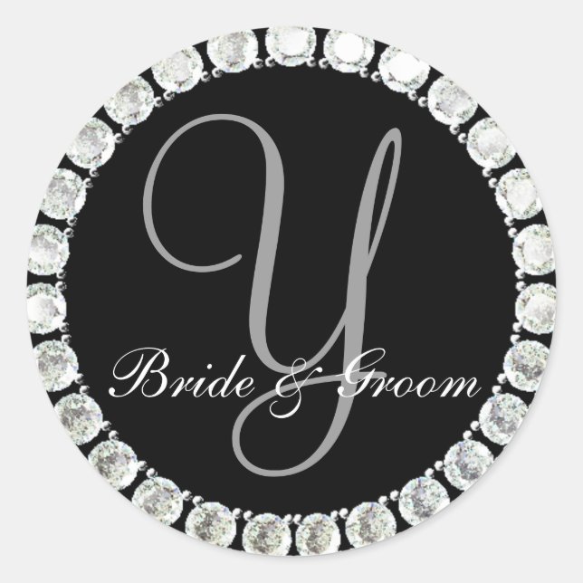 Diamond Monogram Y anpassbares Siegel Runder Aufkleber (Vorderseite)