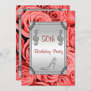 Diamond Musiknote, Stiletto & Rote Rosen 50. Einladung