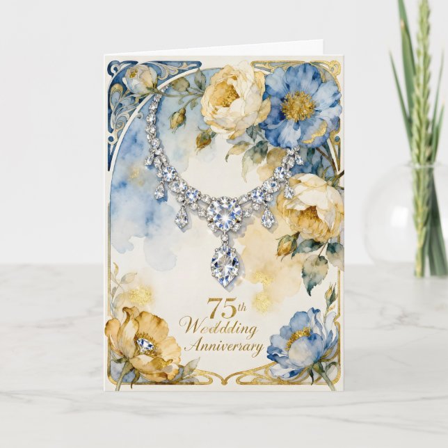 Diamond Necklace 75th Wedding Anniversary Karte (Vorderseite)