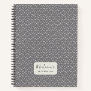 Diamond Pattern Dunkelgrau Personalisiert Notizbuch