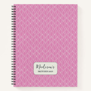 Diamond Pattern Fuchsia Pink Personalisiert Notizbuch