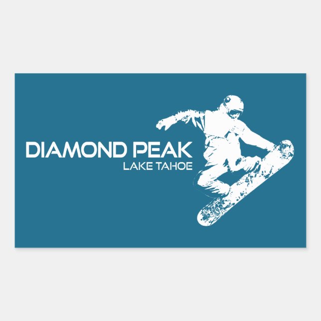 Diamond Peak Lake Tahoe Snowboarder Rechteckiger Aufkleber (Vorderseite)