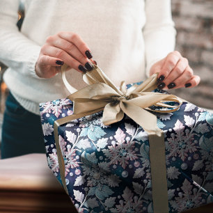 Diamond & Pearl Snowflake Lace Weihnachtsmuster Geschenkpapier