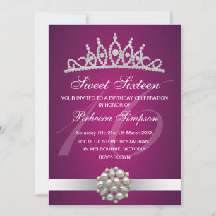 Diamond & Pearls Pink Tiara Einladung zum Geburtst