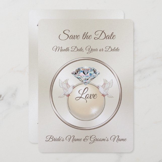 Diamond Personalisierte Save the Date Einladungen (Vorne/Hinten)