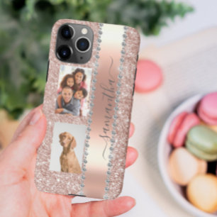 Diamond Photo Glitter Name Monogram Rose Gold Case Samsung Galaxy Hülle