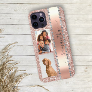 Diamond Photo Glitter Name Monogram Rose Gold iPhone 12 Pro Hülle