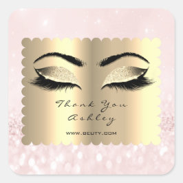 Diamond Pink Glitzer Gold Lash Augen Vielen Dank Quadratischer Aufkleber