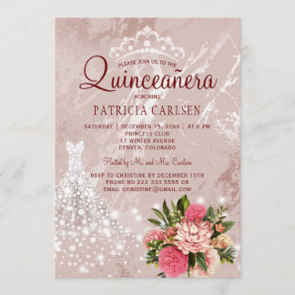 Diamond Prinzessin Kleid errötet chinceanera Einladung