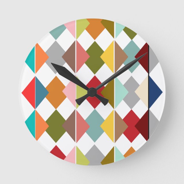 Diamond Quilt Runde Wanduhr (Vorderseite)