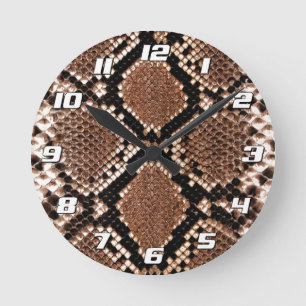 Diamond Rattlesnake Schlangenhaut mit Zahlen Runde Wanduhr