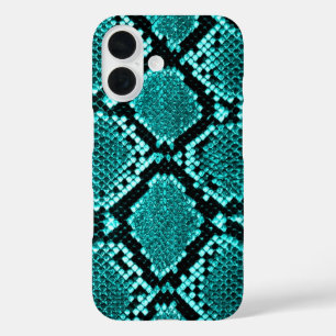 Diamond Rattlesnake Snake Skin aqua iPhone 16 Hülle