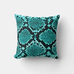 Diamond Rattlesnake Snake Skin aqua Kissen