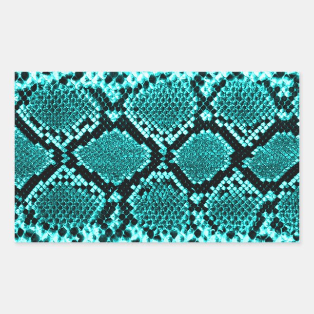 Diamond Rattlesnake Snake Skin aqua Rechteckiger Aufkleber (Vorderseite)
