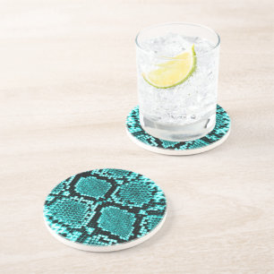 Diamond Rattlesnake Snake Skin aqua Sandstein Untersetzer
