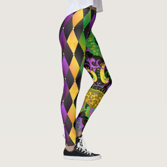 Diamond Raute Mardi Gras Colors Dragon Leggings (Rechts)