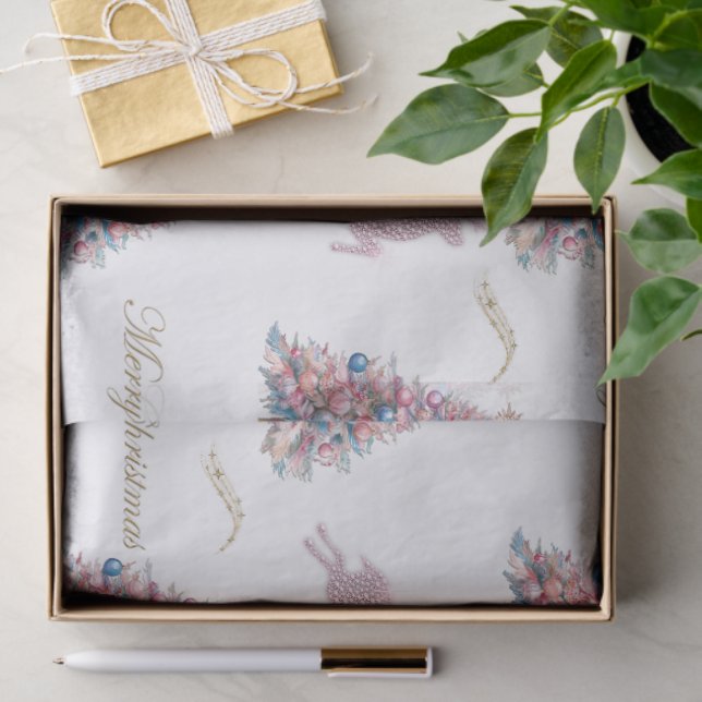 Diamond Reindeer Pink Pastel Christmas Seidenpapier (Geschenk)