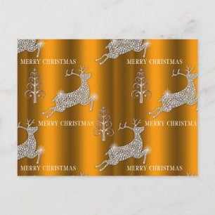 Diamond Rentier und Silver Trees Weihnachten Gold Postkarte