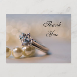 Diamond Ring and Pearls Wedding Vielen Dank Postkarte