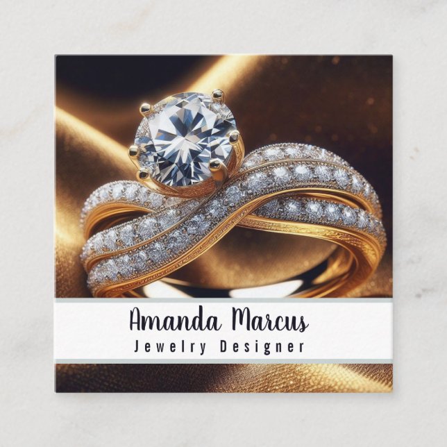 Diamond Ring Jewelier Designer Jeweler Quadratische Visitenkarte (Vorderseite)