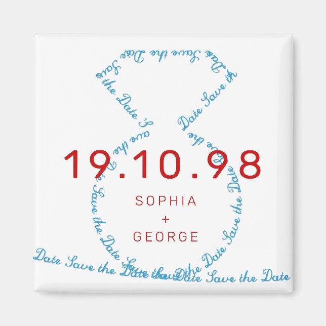 Diamond Ring Loop Save the Date Wedding Magnet (Vorne)
