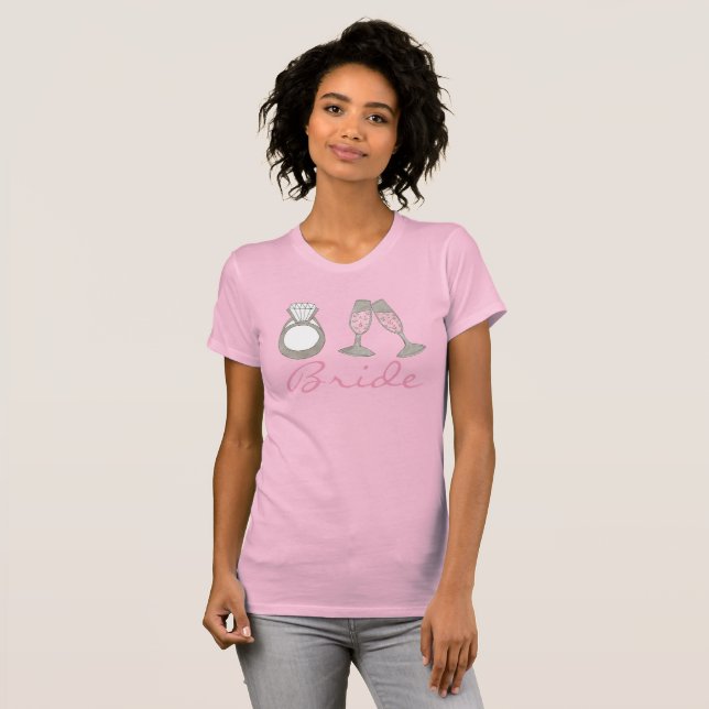 Diamond Ring Pink Champagne Wedding BRIDE T-Shirt (Vorne ganz)