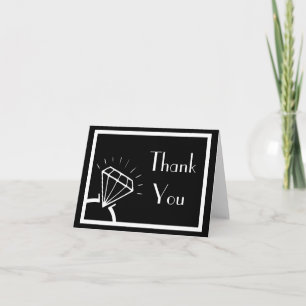 Diamond Ring Silhouette Thank You (Black / White) Dankeskarte