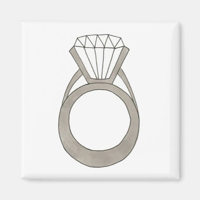 Diamond Ring Wedding Bride Brautparty Magnet (Vorne)