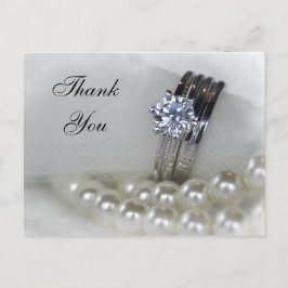 Diamond Rings and White Pearls Wedding Vielen Dank Postkarte