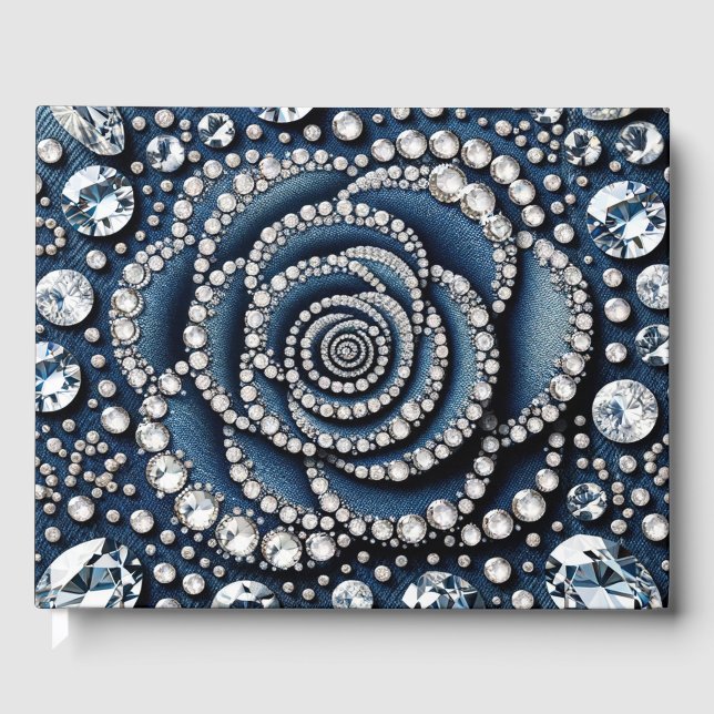 Diamond Rose & Denim Glam Bling Gästebuch (Vorderseite)