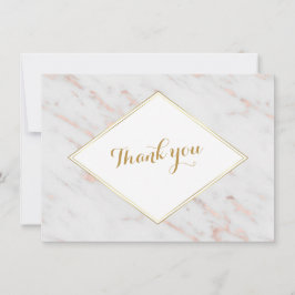 Diamond Rose Gold Marmor Wedding DANK Dankeskarte