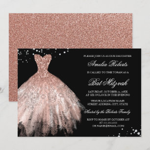 Diamond Rose Gold Sparkenkleid Bat Mitzvah Einladung
