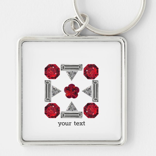 Diamond Ruby Gemstone Art, Red Schlüsselanhänger (Vorne)