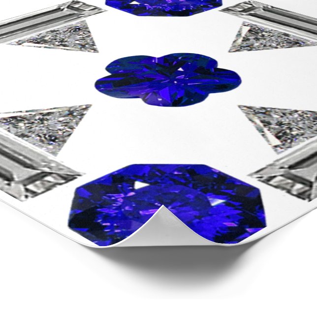 Diamond Sapphire Gemstone Art, blau Poster (Ecke)