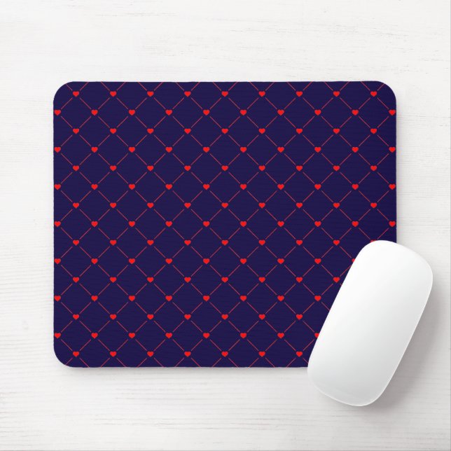 Diamond Shaped Red Heart & Line Art Mousepad (Mit Mouse)