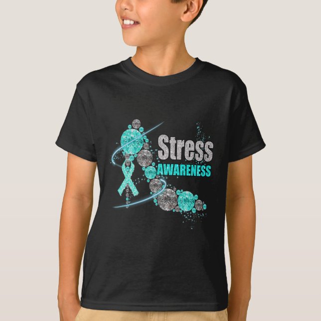 Diamond Shows Stress Awareness Warrior Ribbon T-Shirt (Vorderseite)