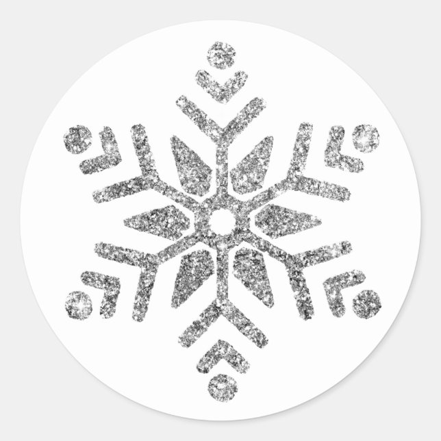 Diamond Silver Snowflake auf der White Wedding Runder Aufkleber (Vorderseite)