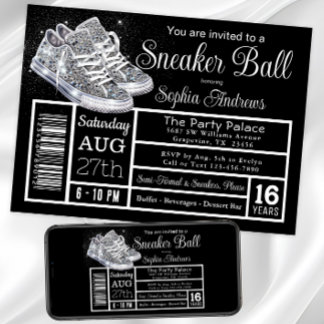 Diamond Sneaker Ball Geburtstagsparty Einladung