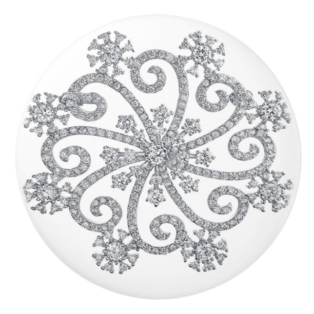 Diamond Snowflake Keramik Pull Keramikknauf (Vorderseite)