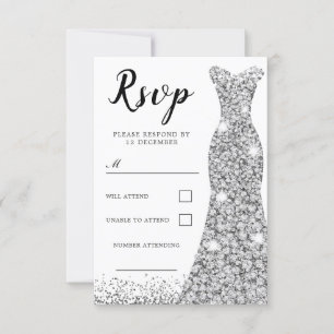 Diamond Sparkle Dress Jeden Anlaß Birthday Bridal RSVP Karte