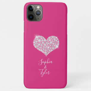 Diamond Sparkle Heart, DIY Names Script, Deep Pink Case-Mate iPhone Hülle