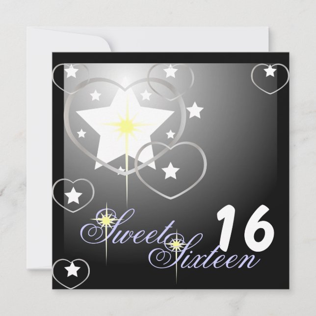 Diamond Star 16 . Geburtstag-Cust. Einladung (Vorderseite)
