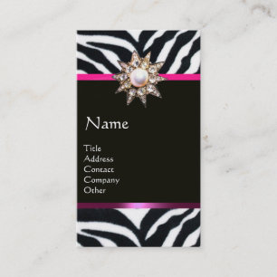 DIAMOND STAR PINK SCHWARZ-WEISS ZEBRA FUR MONOGRAM VISITENKARTE