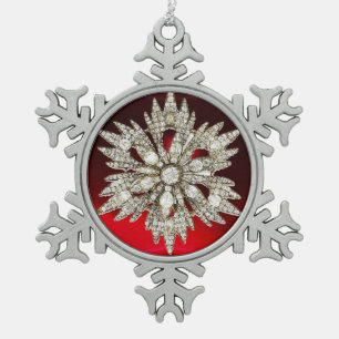 DIAMOND STAR , Red Ruby Schneeflocken Zinn-Ornament