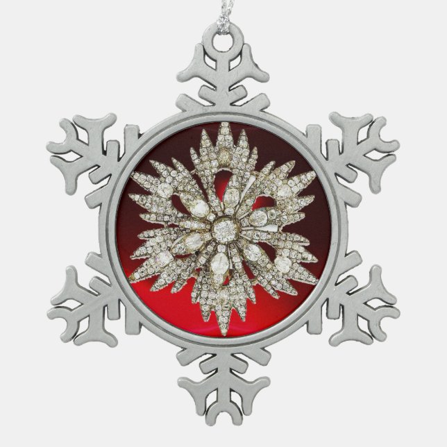 DIAMOND STAR , Red Ruby Schneeflocken Zinn-Ornament (Vorderseite)
