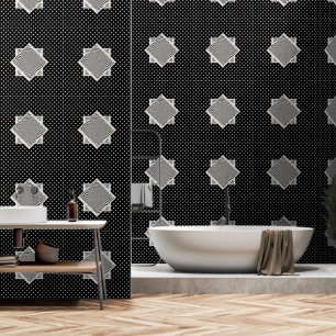 Diamond Swirl Black Polka Dots Tapete