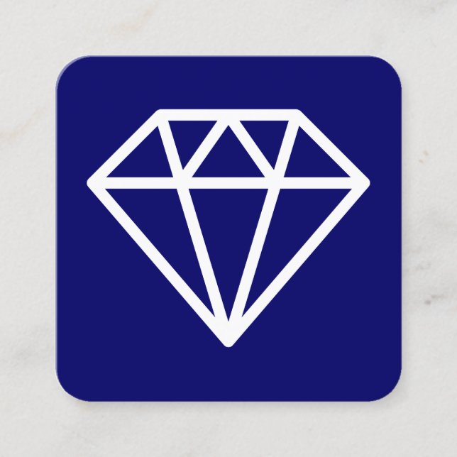 Diamond Symbol - Weiß auf Dunkelblau Quadratische Visitenkarte (Vorderseite)