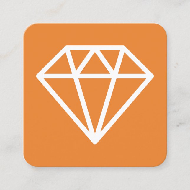 Diamond Symbol - Weiß auf Orange Quadratische Visitenkarte (Vorderseite)