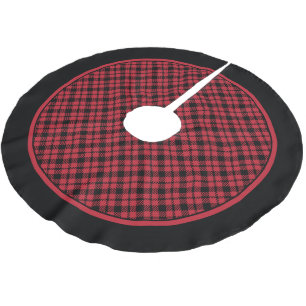Diamond Tartan Red Black Kariert Tree Skirt Polyester Weihnachtsbaumdecke